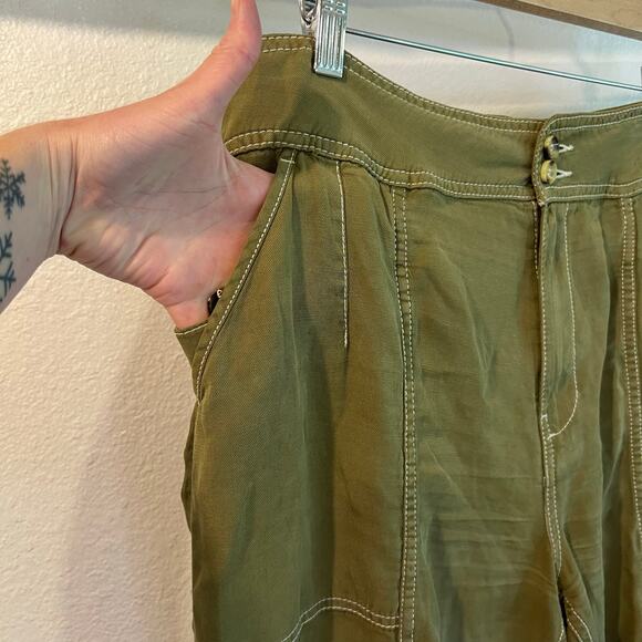 Anthropologie Green Linen Jackson Tapered Utility Pants Size 14 - Picture 7 of 16
